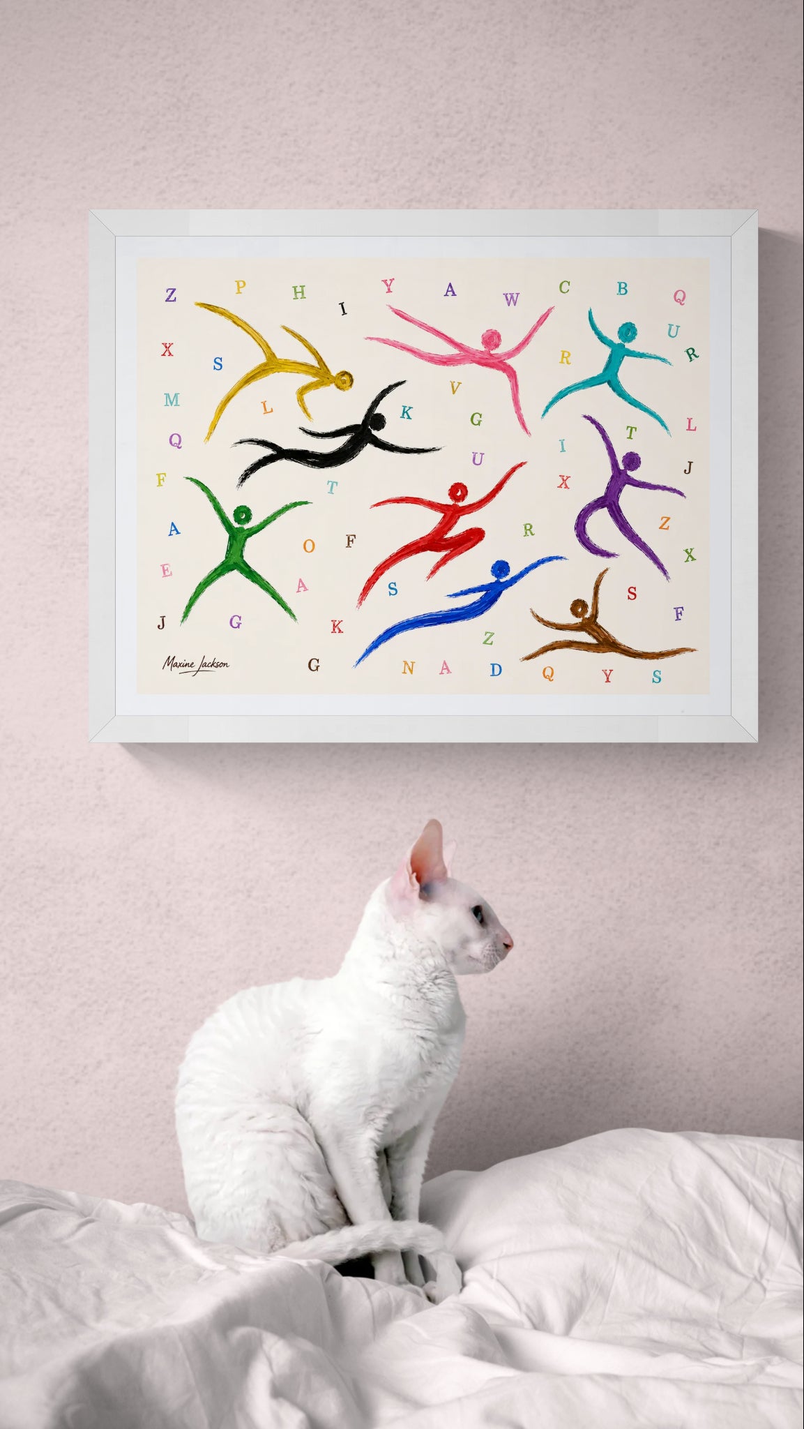Alphabet in Motion – Colourful Abstract Figurative Art Print
