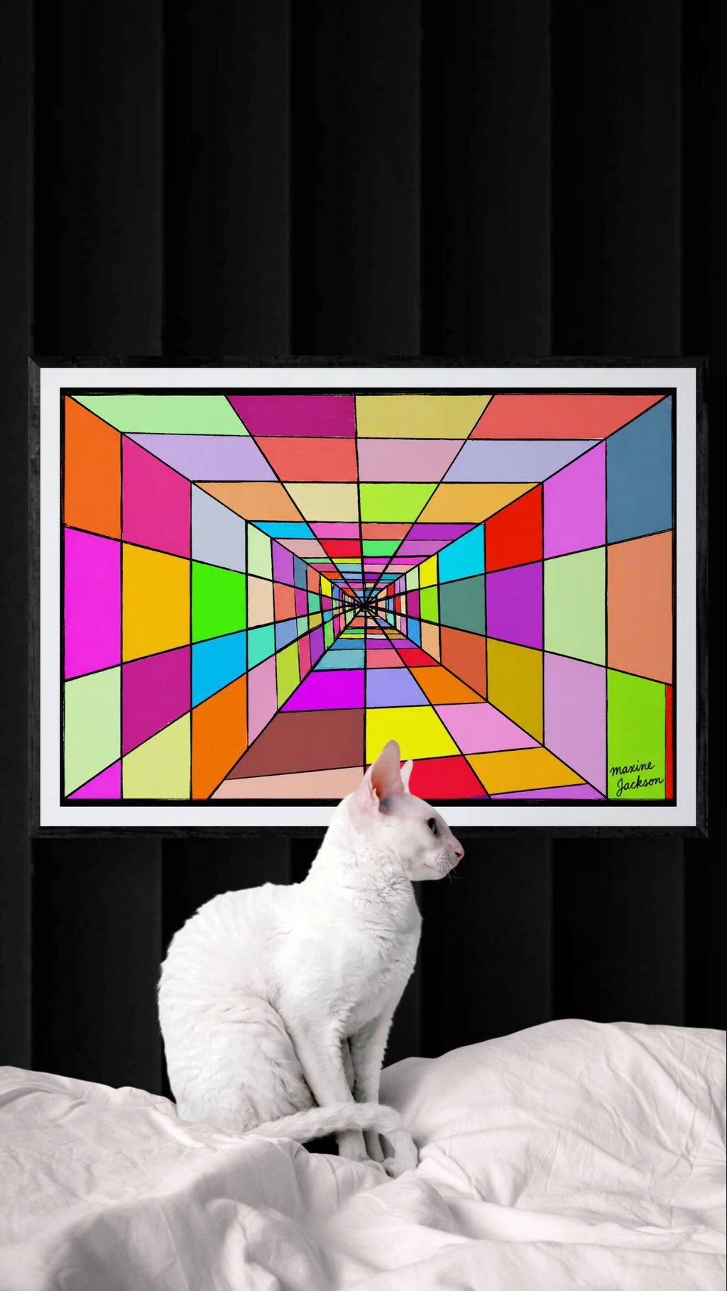 Colourful Distance – Colorful Abstract Perspective Art Print - Geometric Tunnel Wall Art - Digital Download by Maxine Jackson