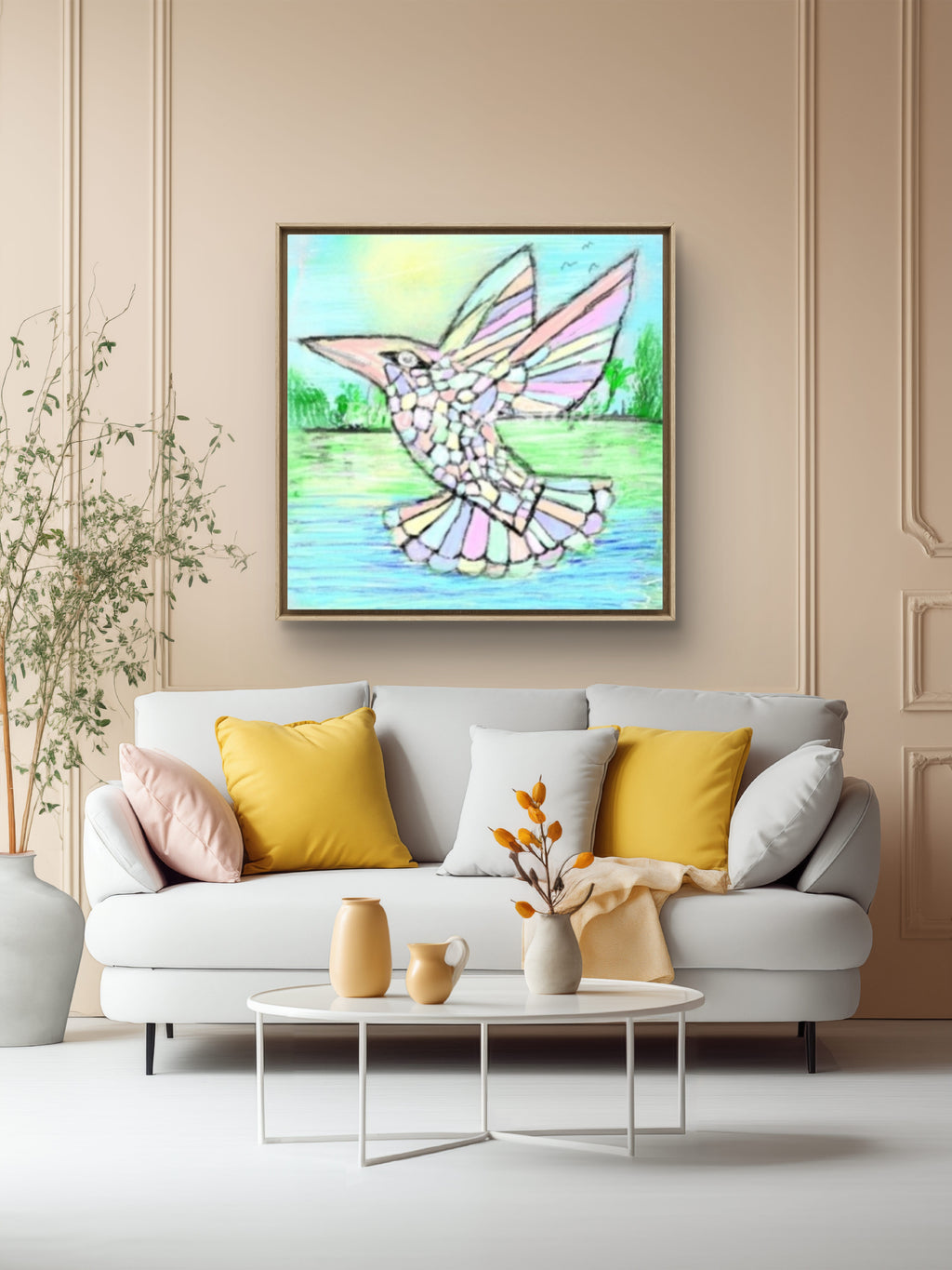 Beautiful Pastel Hummingbird – Original Digital Artwork