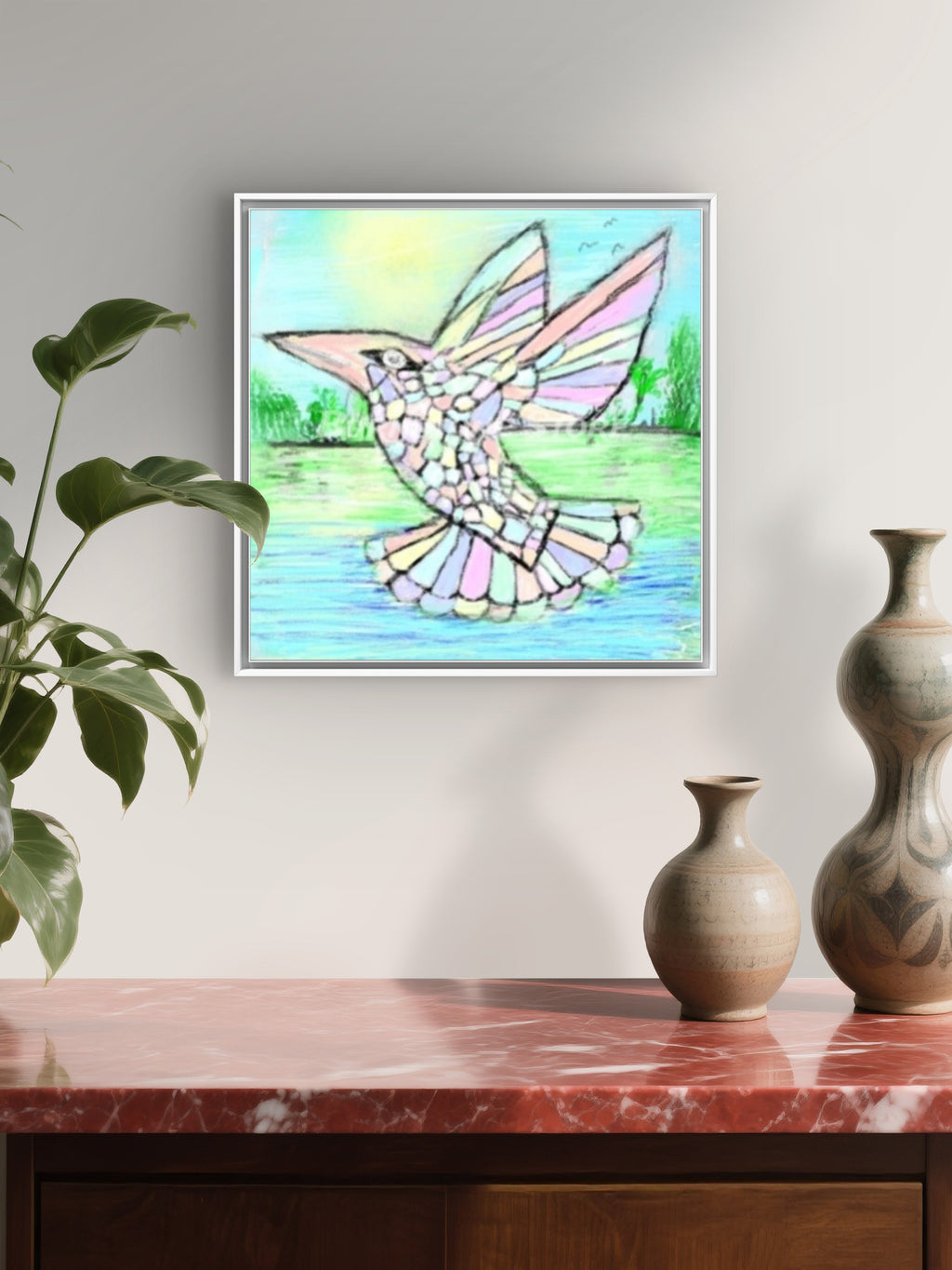 Beautiful Pastel Hummingbird – Original Digital Artwork