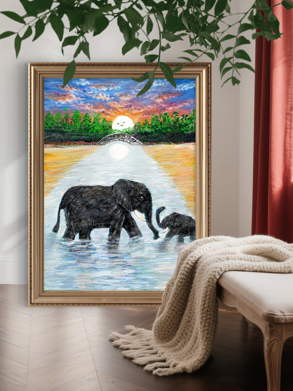 Mother & Baby Elephant – Original Digital Artwork by Maxine Jackson