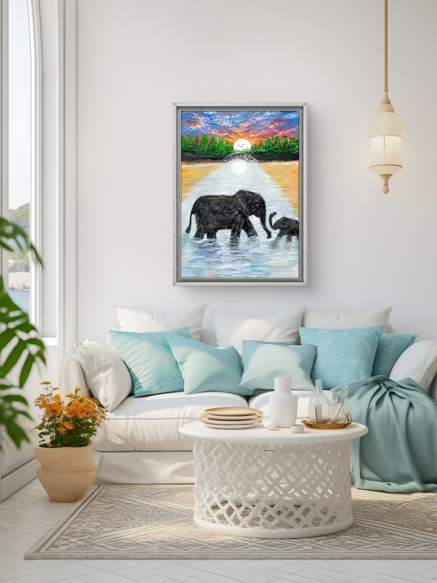 Mother & Baby Elephant – Original Digital Artwork by Maxine Jackson
