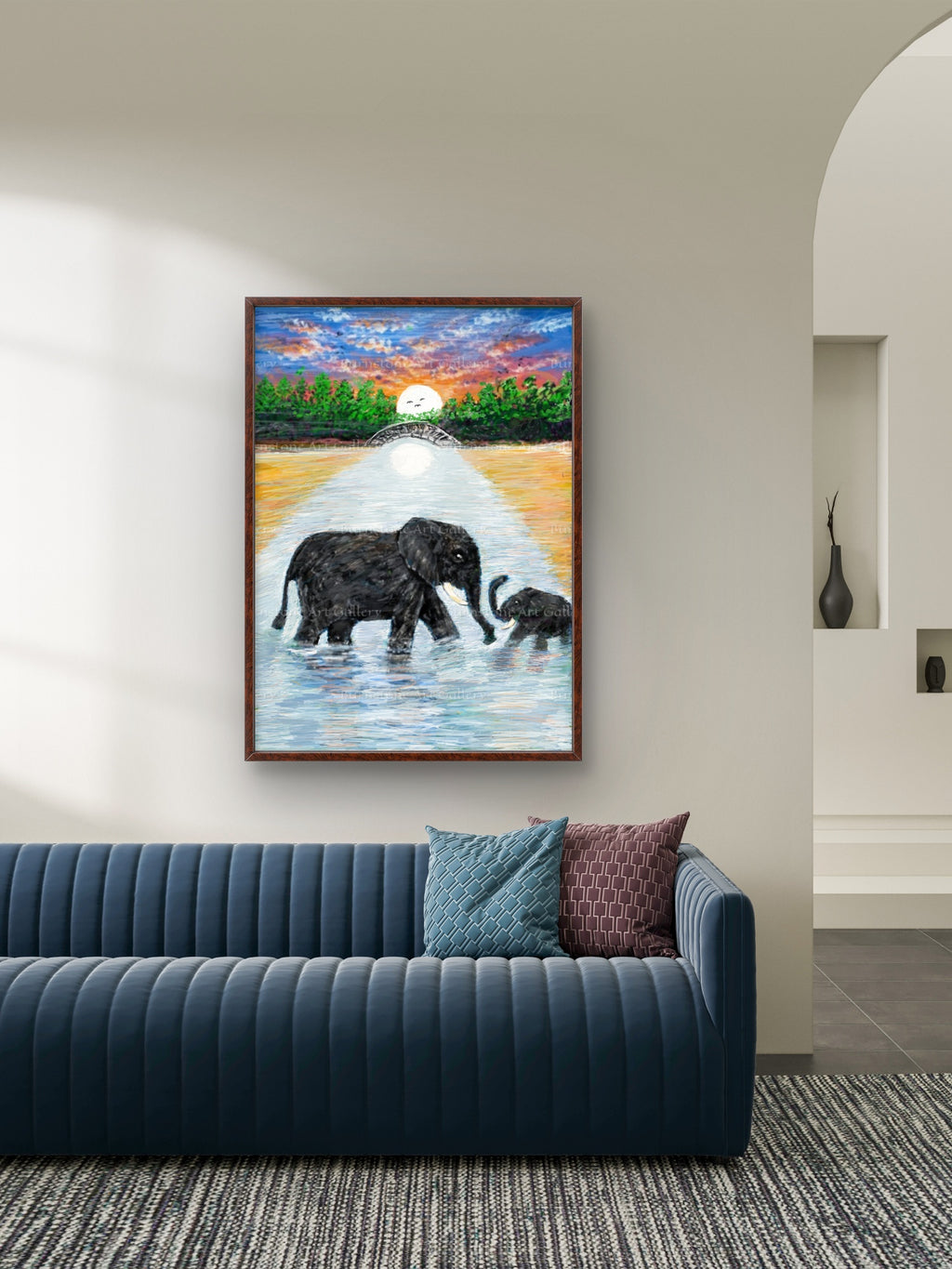 Mother & Baby Elephant – Original Digital Artwork by Maxine Jackson