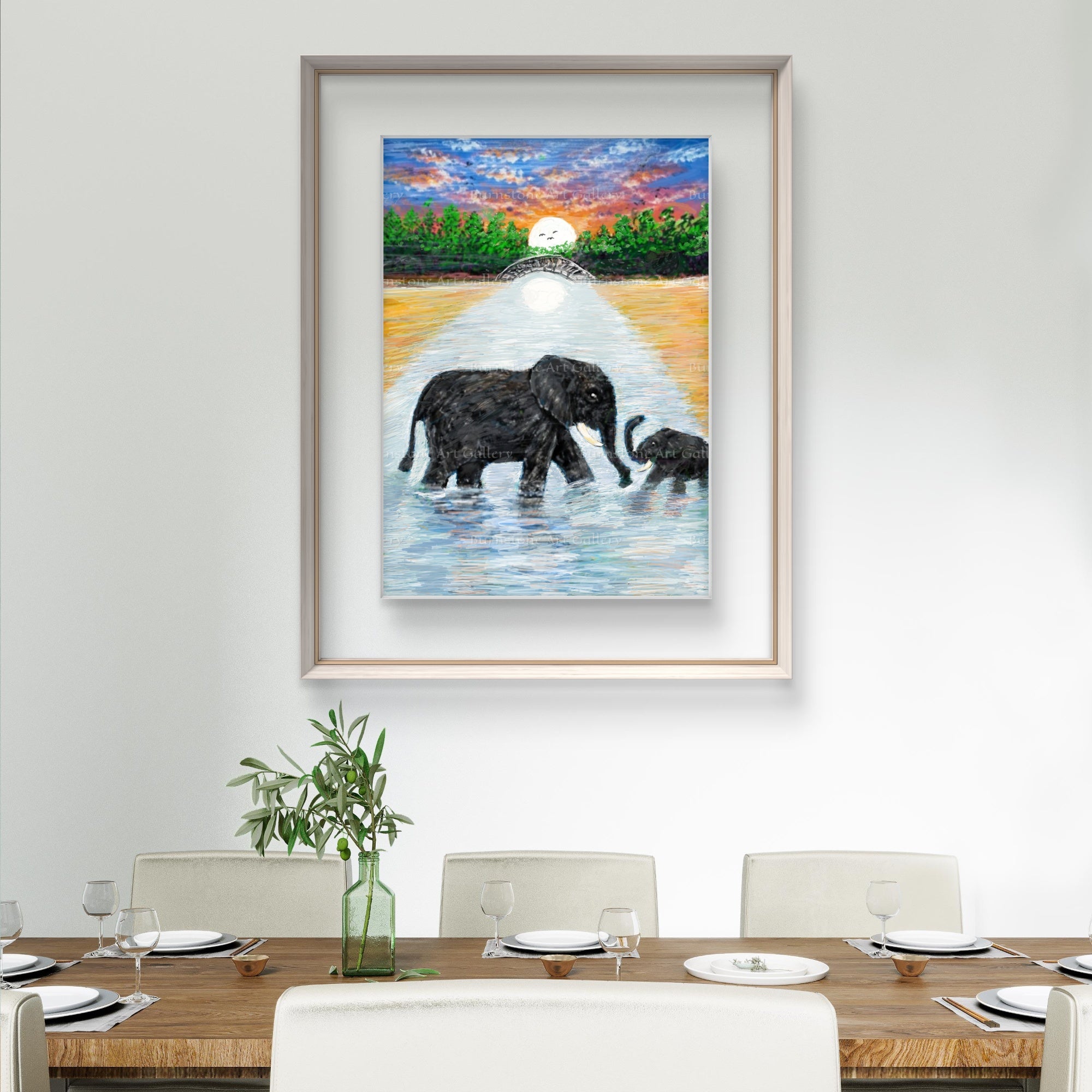 Mother & Baby Elephant – Original Digital Artwork by Maxine Jackson