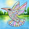 Graceful Hummingbird – Original Mosaic Artwork  / Caribbean-Inspired Digital Download