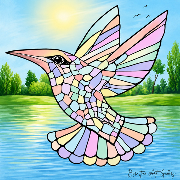 Graceful Hummingbird – Original Mosaic Artwork  / Caribbean-Inspired Digital Download