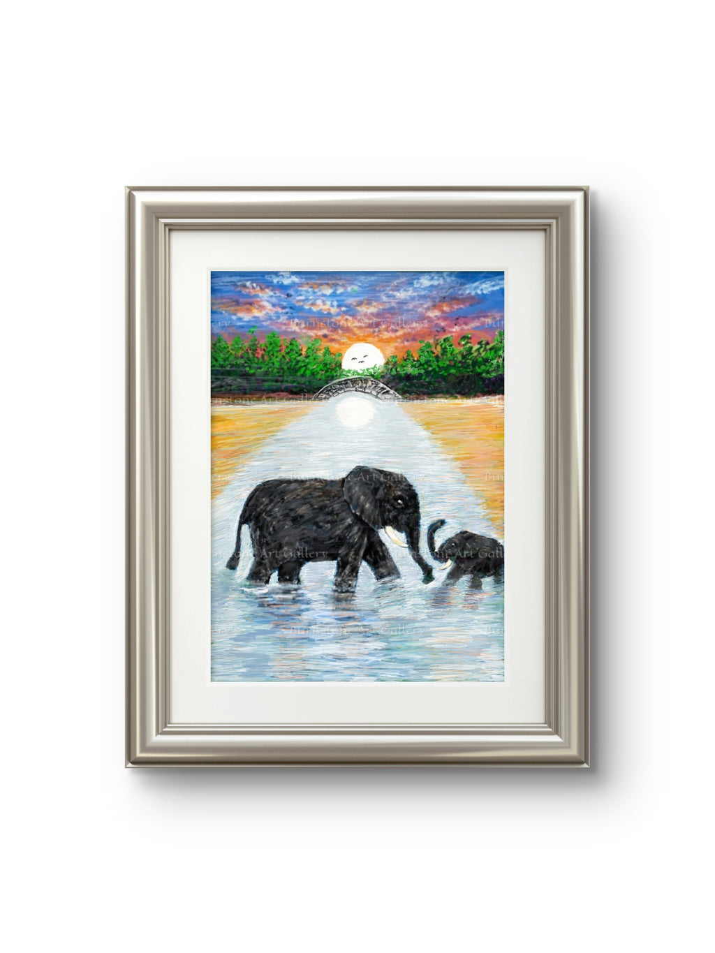 Mother & Baby Elephant – Original Digital Artwork by Maxine Jackson