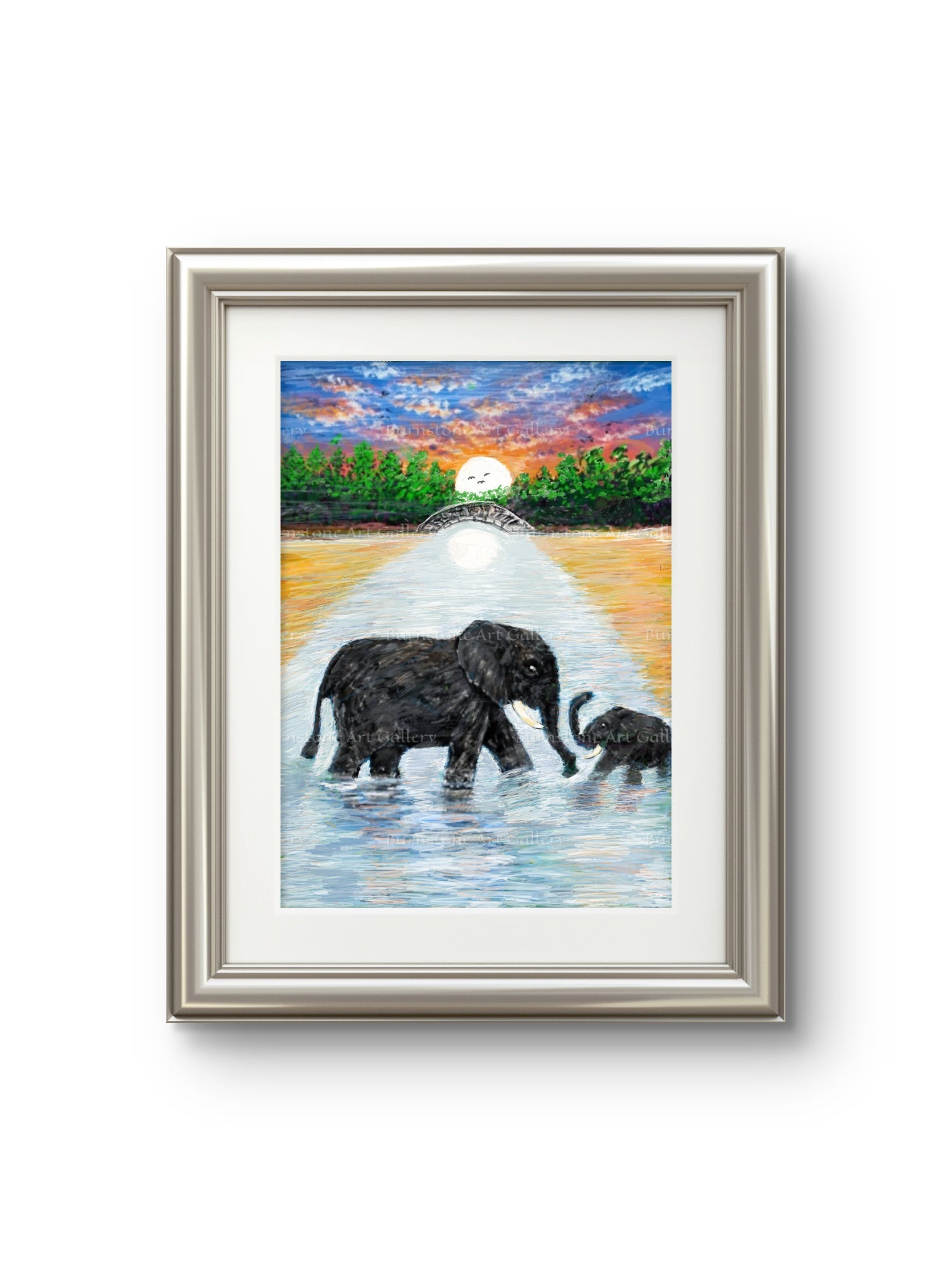 Mother & Baby Elephant – Original Digital Artwork by Maxine Jackson